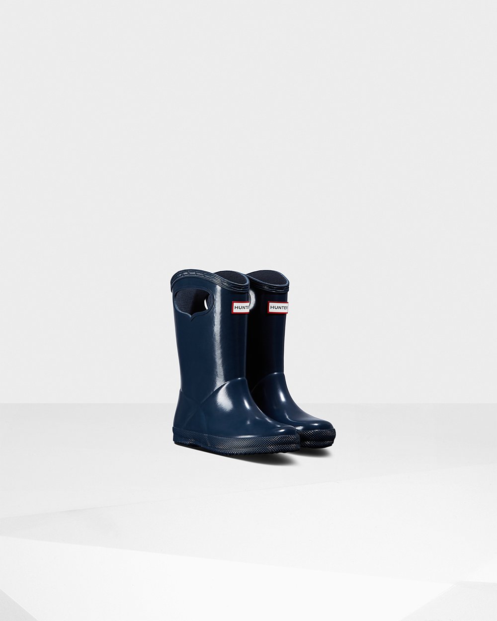 Kids Rain Boots - Hunter Original First Classic Grab Handle Gloss (68AERXVYL) - Navy